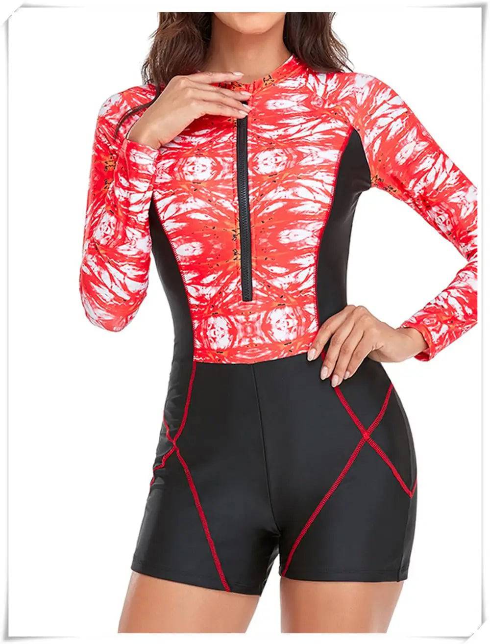 
                  
                    Long Sleeve Printed Swimsuit 2023 Women One Piece Surfing Swimwear Female Zipper Rashguard Diving Clothes Bathing Swimming Suit
                  
                