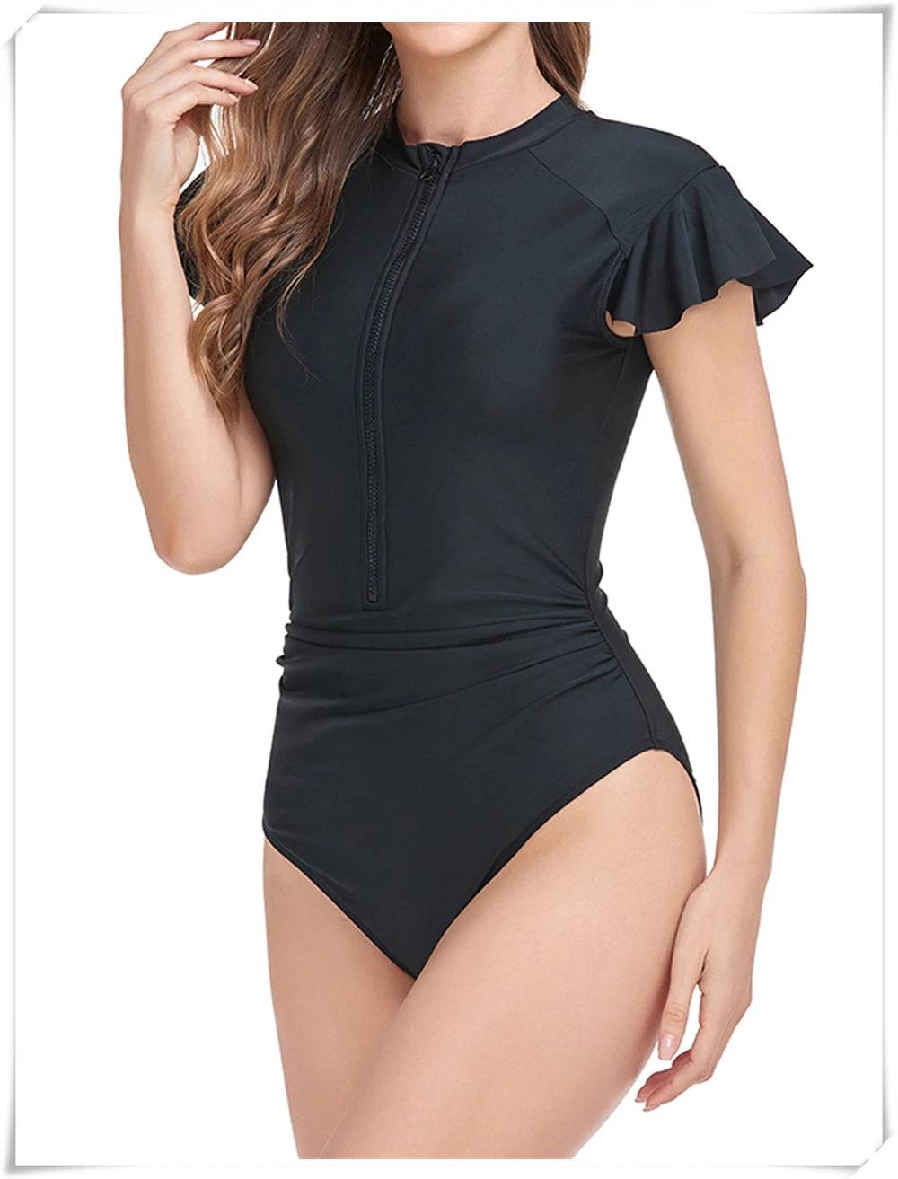 
                  
                    Zipper Sleeveless Swimsuit 2023 Women One Piece Ruffle Swimwear Sexy Bodysuit Bathers Bathing Swimming Suit Sports Beachwear
                  
                