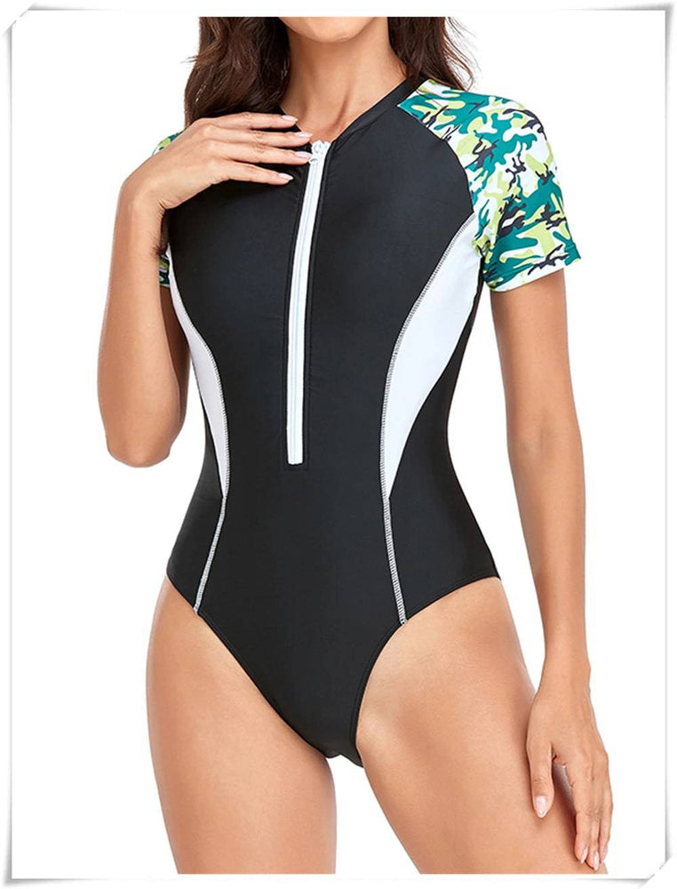 
                  
                    2023 Short Sleeve Zipper One Piece Swimsuit Zebra Print Swimwear Women Diving Clothes Surfing Beachwear Bathing Swimming Suit
                  
                