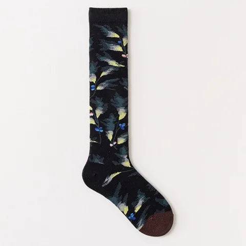 
                  
                    Stockings Women's Literary And Artistic Oil Painting Retro Flower Personality Leg Socks New Style Less Than Knee Wholesale
                  
                