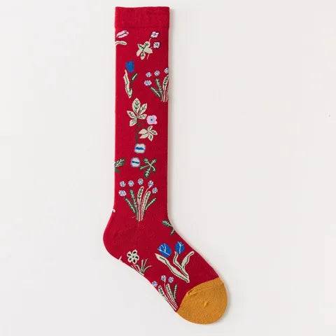 
                  
                    Stockings Women's Literary And Artistic Oil Painting Retro Flower Personality Leg Socks New Style Less Than Knee Wholesale
                  
                