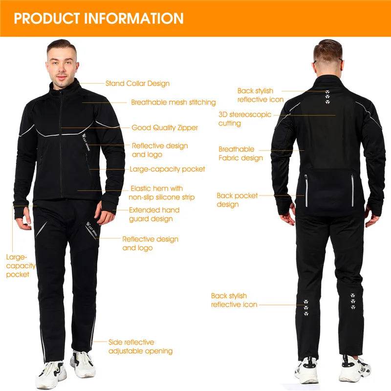 
                  
                    WEST BIKING Winter Warm Cycling Jacket Set Reflective Men's Cycling Jacket Pants Long Windproof MTB Bike Clothes Bicycle Suit
                  
                