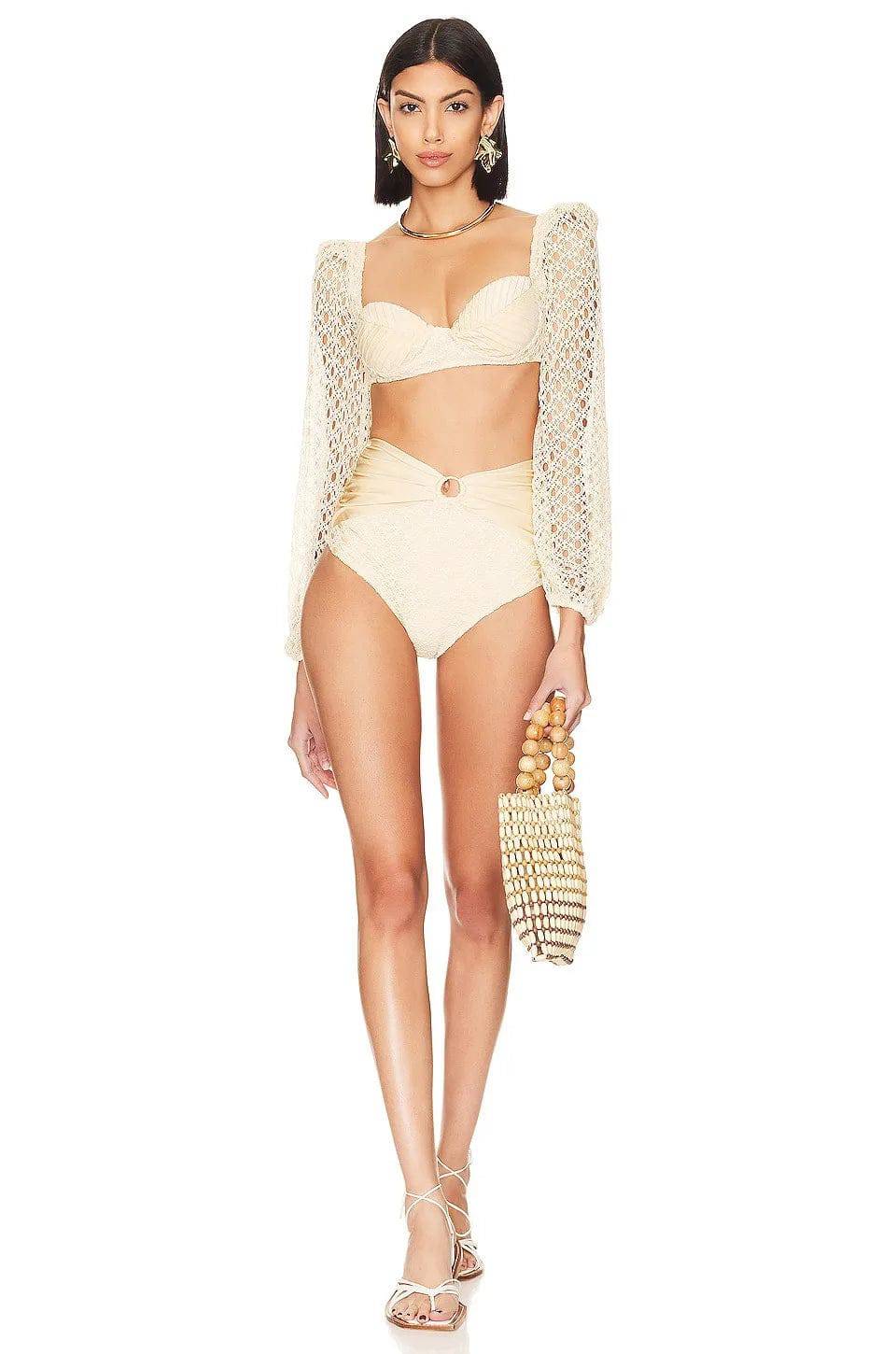 
                  
                    Knit Mesh Crochet Long Sleeve Bikini Sets Cut Out Stretch Swimsuit Cover Up Luxury Swimwear Women's Beach Outfits Beachwear 2024
                  
                