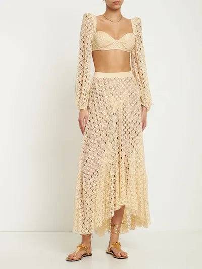 
                  
                    Knit Mesh Crochet Long Sleeve Bikini Sets Cut Out Stretch Swimsuit Cover Up Luxury Swimwear Women's Beach Outfits Beachwear 2024
                  
                