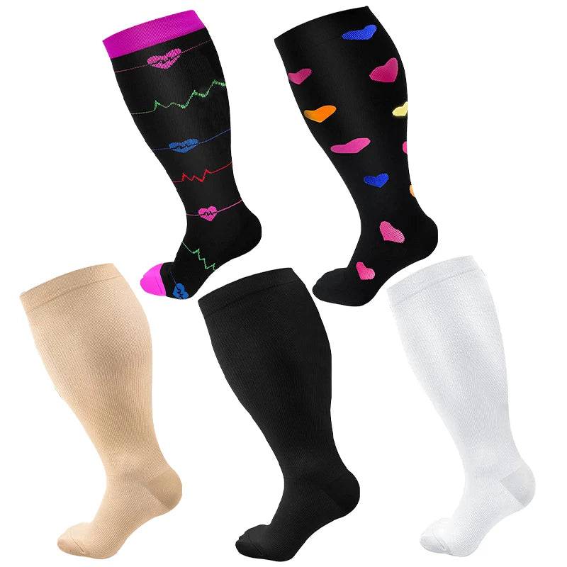 
                  
                    5 Pairs Of Compression Socks Men Women Plus Size 2XL-4XL Varicose Vein Sports Socks Running Fitness Cycling Hiking Elastic Socks
                  
                