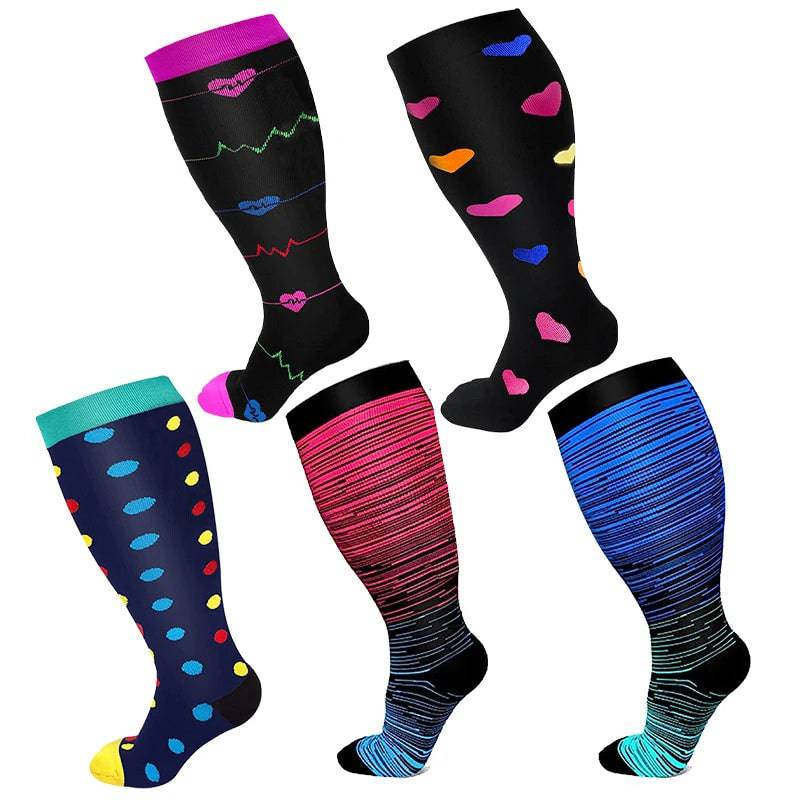 
                  
                    5 Pairs Of Compression Socks Men Women Plus Size 2XL-4XL Varicose Vein Sports Socks Running Fitness Cycling Hiking Elastic Socks
                  
                