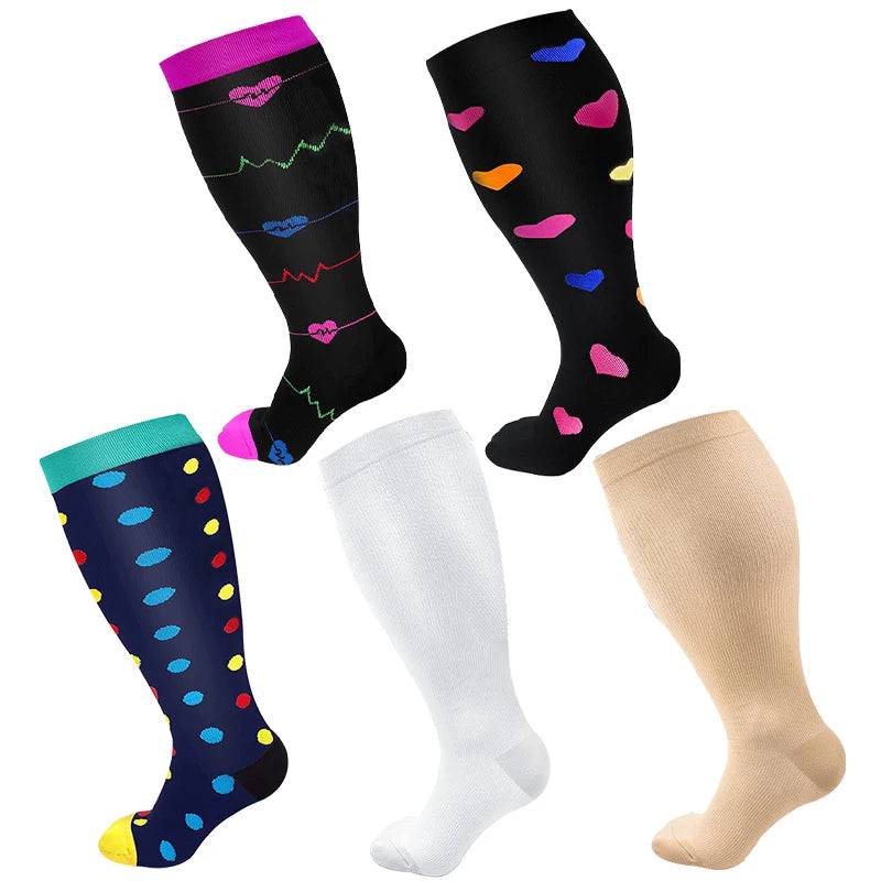 
                  
                    5 Pairs Of Compression Socks Men Women Plus Size 2XL-4XL Varicose Vein Sports Socks Running Fitness Cycling Hiking Elastic Socks
                  
                