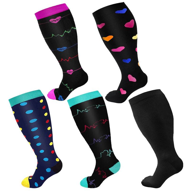 
                  
                    5 Pairs Of Compression Socks Men Women Plus Size 2XL-4XL Varicose Vein Sports Socks Running Fitness Cycling Hiking Elastic Socks
                  
                