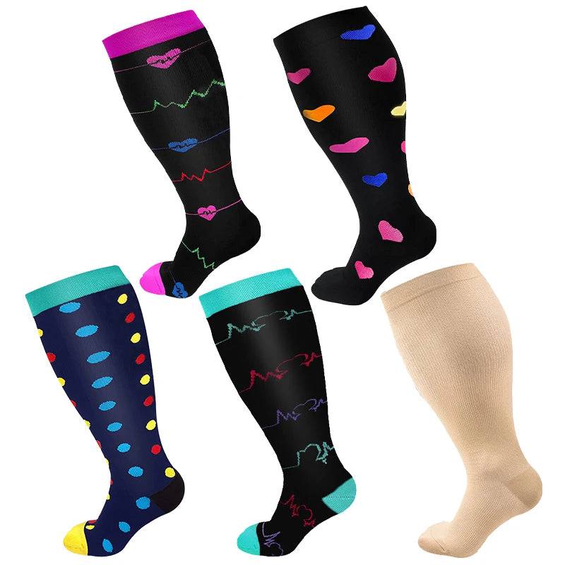 
                  
                    5 Pairs Of Compression Socks Men Women Plus Size 2XL-4XL Varicose Vein Sports Socks Running Fitness Cycling Hiking Elastic Socks
                  
                