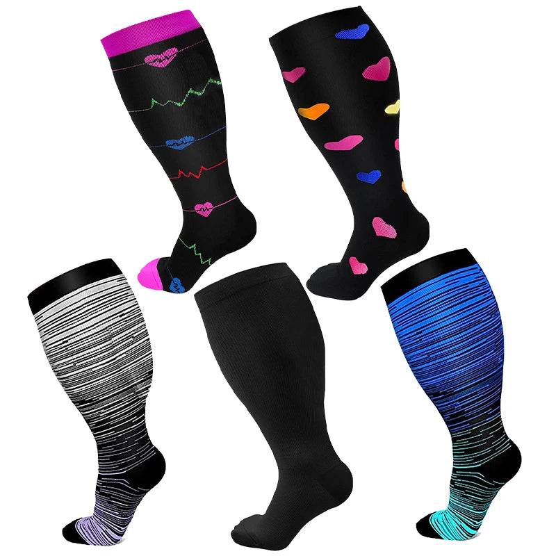 
                  
                    5 Pairs Of Compression Socks Men Women Plus Size 2XL-4XL Varicose Vein Sports Socks Running Fitness Cycling Hiking Elastic Socks
                  
                