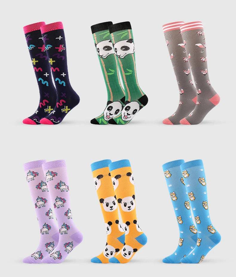 
                  
                    6 Pairs Compression Socks Women's Printed Varicose Veins Nurse Medical Pregnancy Blood Circulation Elastic Socks Sports Running
                  
                