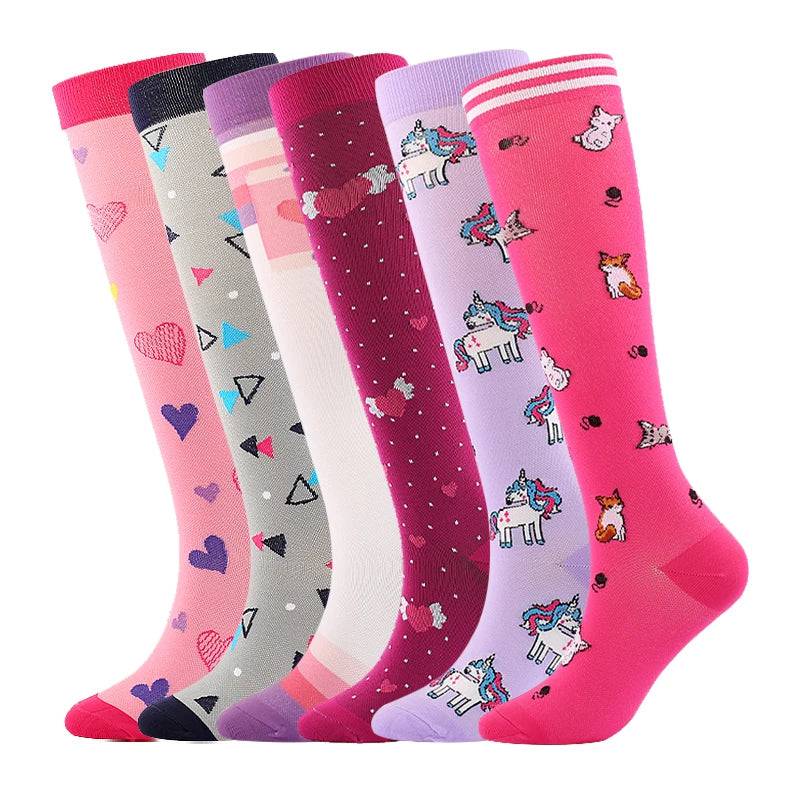 
                  
                    6 Pairs Compression Socks Women's Printed Varicose Veins Nurse Medical Pregnancy Blood Circulation Elastic Socks Sports Running
                  
                