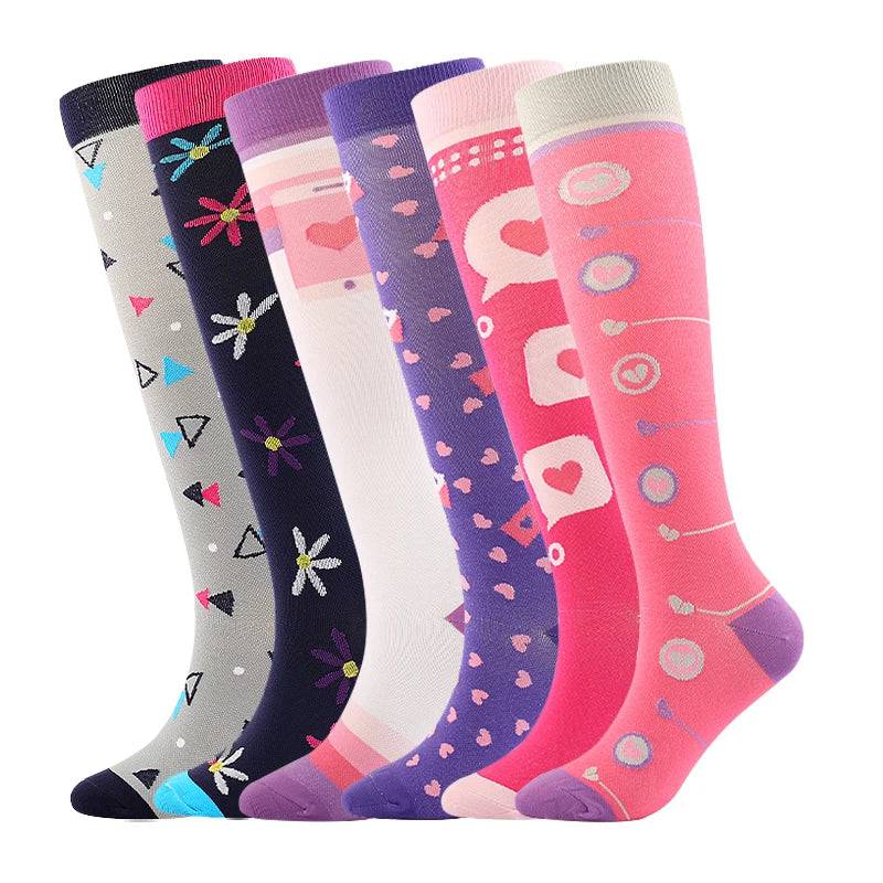 
                  
                    6 Pairs Compression Socks Women's Printed Varicose Veins Nurse Medical Pregnancy Blood Circulation Elastic Socks Sports Running
                  
                