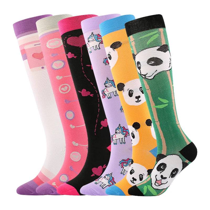 
                  
                    6 Pairs Compression Socks Women's Printed Varicose Veins Nurse Medical Pregnancy Blood Circulation Elastic Socks Sports Running
                  
                