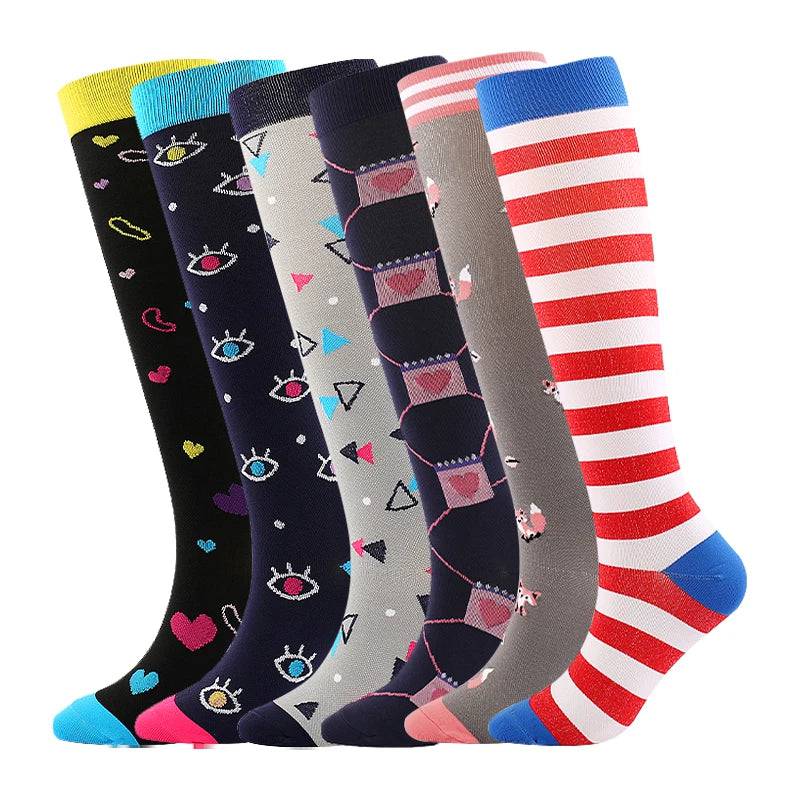 
                  
                    6 Pairs Compression Socks Women's Printed Varicose Veins Nurse Medical Pregnancy Blood Circulation Elastic Socks Sports Running
                  
                