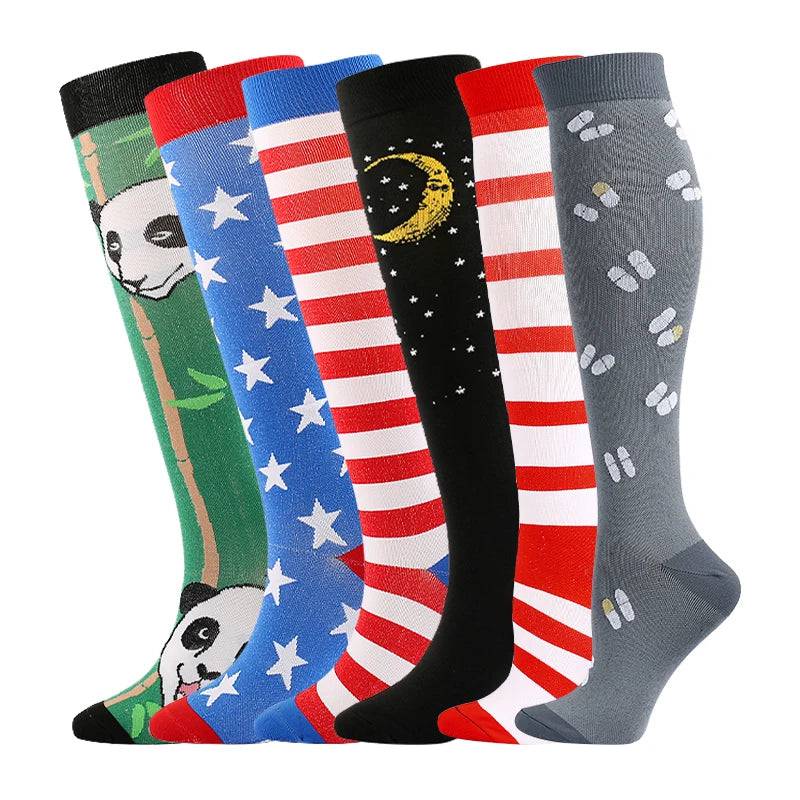 
                  
                    6 Pairs Compression Socks Women's Printed Varicose Veins Nurse Medical Pregnancy Blood Circulation Elastic Socks Sports Running
                  
                