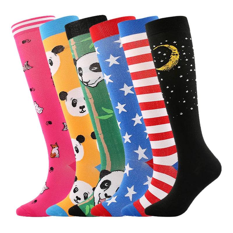 
                  
                    6 Pairs Compression Socks Women's Printed Varicose Veins Nurse Medical Pregnancy Blood Circulation Elastic Socks Sports Running
                  
                