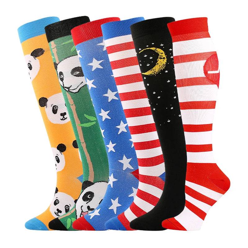 
                  
                    6 Pairs Compression Socks Women's Printed Varicose Veins Nurse Medical Pregnancy Blood Circulation Elastic Socks Sports Running
                  
                