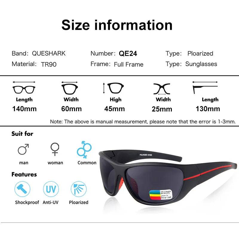 
                  
                    QUESHARK Polarized Sports Fishing Sunglasses for Men Women UV400 Anti-Glare Hiking Eyewear TR90 Frame Suitable for Cycling
                  
                