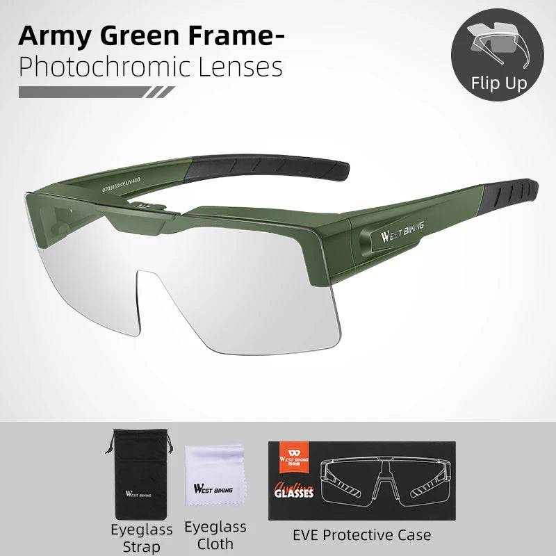 
                  
                    Men Women WEST BIKING Photochromic Cycling Glasses Polarized Flip Design for MTB Riding Skiing Night Vision Sport
                  
                