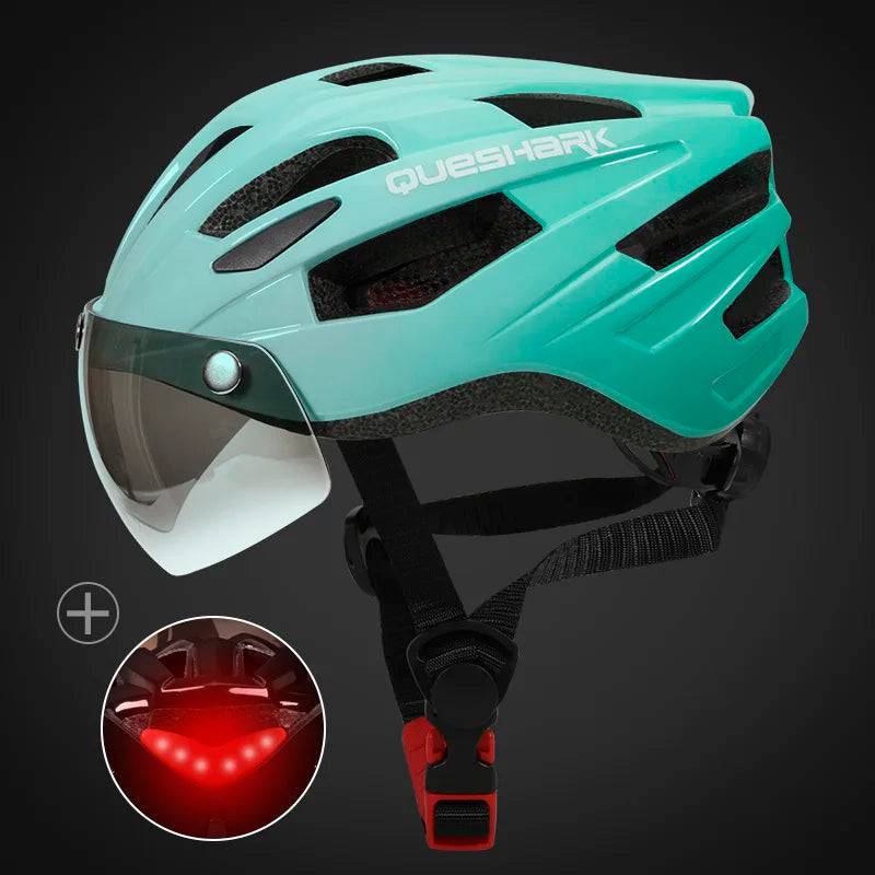 
                  
                    QUESHARK Ultralight Cycling Helmet for Men and Women with LED Taillight Removable Big Size Lens for MTB Road Bike Riding
                  
                