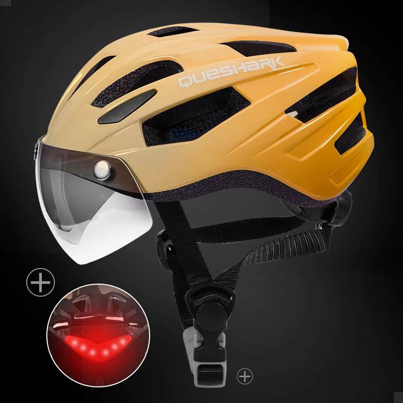 
                  
                    QUESHARK Ultralight Cycling Helmet for Men and Women with LED Taillight Removable Big Size Lens for MTB Road Bike Riding
                  
                