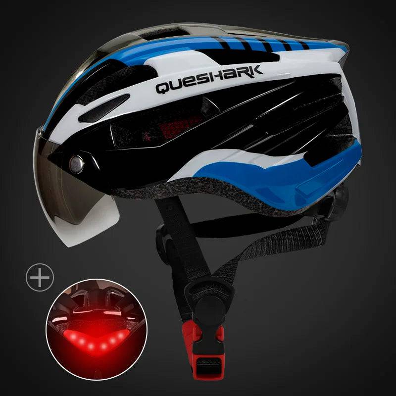 
                  
                    QUESHARK Ultralight Cycling Helmet for Men and Women with LED Taillight Removable Big Size Lens for MTB Road Bike Riding
                  
                