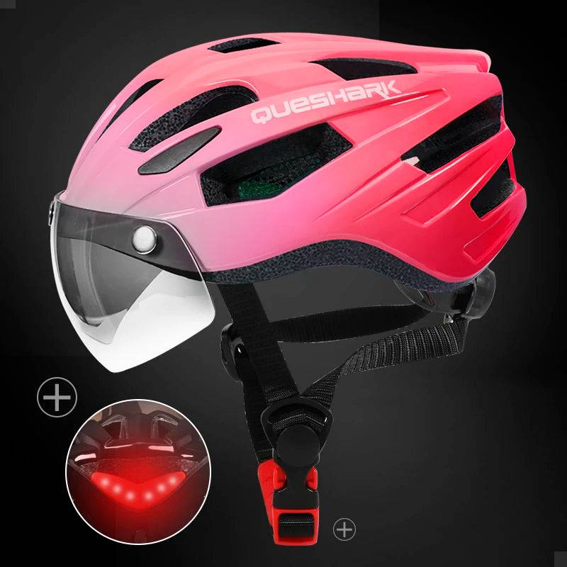 
                  
                    QUESHARK Ultralight Cycling Helmet for Men and Women with LED Taillight Removable Big Size Lens for MTB Road Bike Riding
                  
                