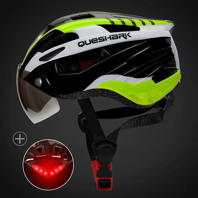 
                  
                    QUESHARK Ultralight Cycling Helmet for Men and Women with LED Taillight Removable Big Size Lens for MTB Road Bike Riding
                  
                