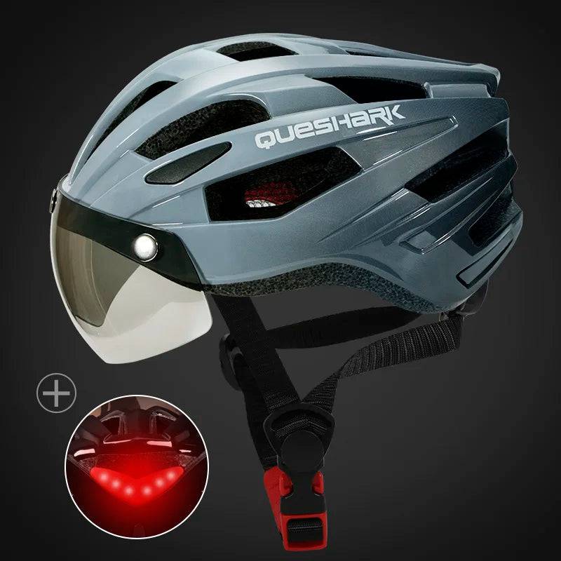 
                  
                    QUESHARK Ultralight Cycling Helmet for Men and Women with LED Taillight Removable Big Size Lens for MTB Road Bike Riding
                  
                