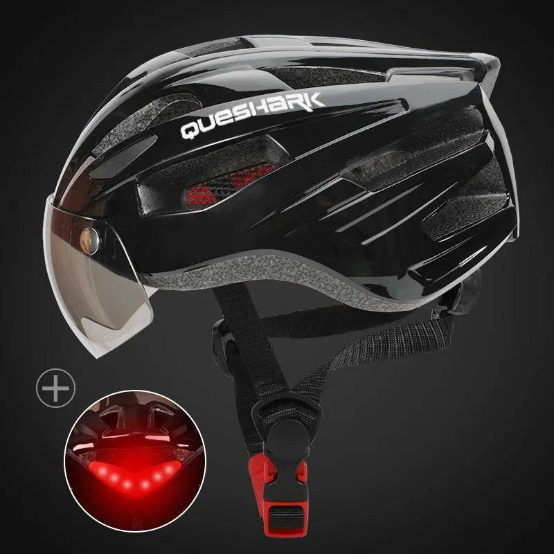 
                  
                    QUESHARK Ultralight Cycling Helmet for Men and Women with LED Taillight Removable Big Size Lens for MTB Road Bike Riding
                  
                