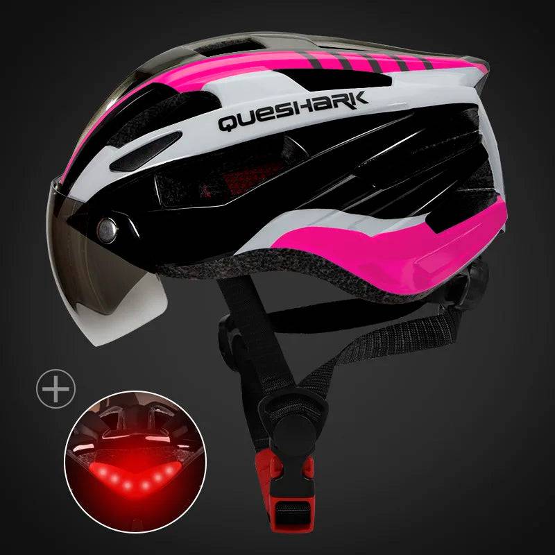 
                  
                    QUESHARK Ultralight Cycling Helmet for Men and Women with LED Taillight Removable Big Size Lens for MTB Road Bike Riding
                  
                