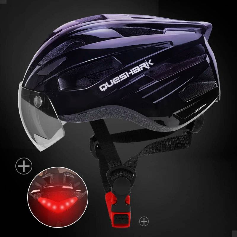 
                  
                    QUESHARK Ultralight Cycling Helmet for Men and Women with LED Taillight Removable Big Size Lens for MTB Road Bike Riding
                  
                