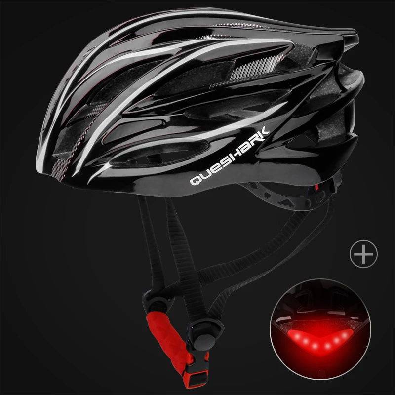 Ultralight Cycling Helmet for Men and Women QUESHARK with LED Taillight for MTB Road Bike Bicycle Motorcycle Riding Ventilated Safety Cap