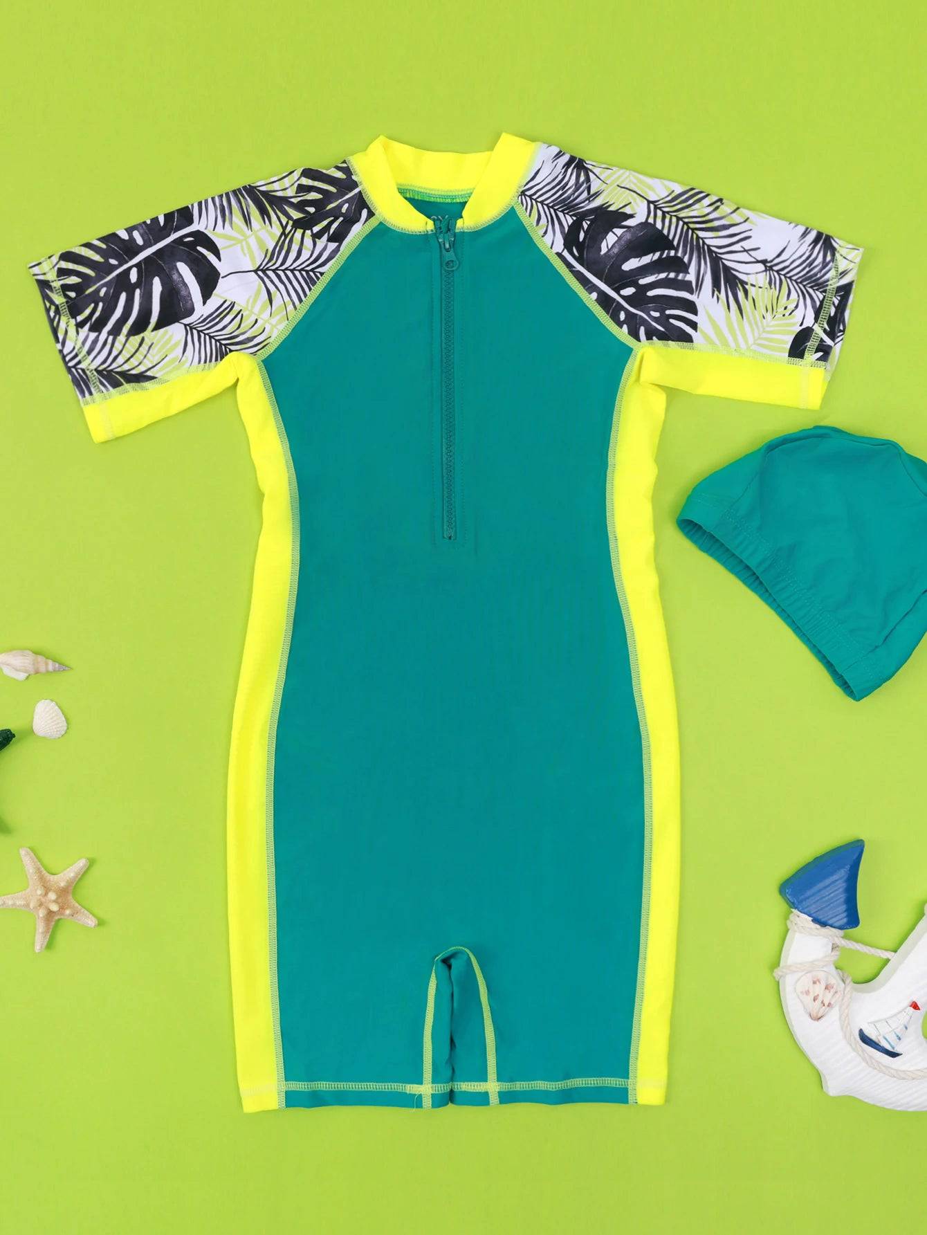 
                  
                    One-Piece Children Swimsuits Kid Swimwear Boys Long Sleeve Sun Protection (including swimming caps)
                  
                