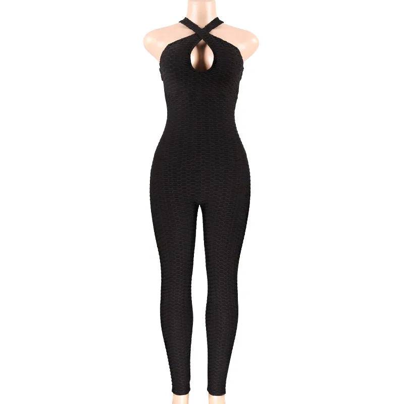 
                  
                    Sexy Backless Jumpsuits Women Solid Fitness Push Up Yoga Suits Elastic Seamless Jacquard Bubble Gym Sportswear Workout Clothes
                  
                