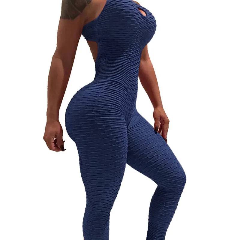 
                  
                    Sexy Backless Jumpsuits Women Solid Fitness Push Up Yoga Suits Elastic Seamless Jacquard Bubble Gym Sportswear Workout Clothes
                  
                