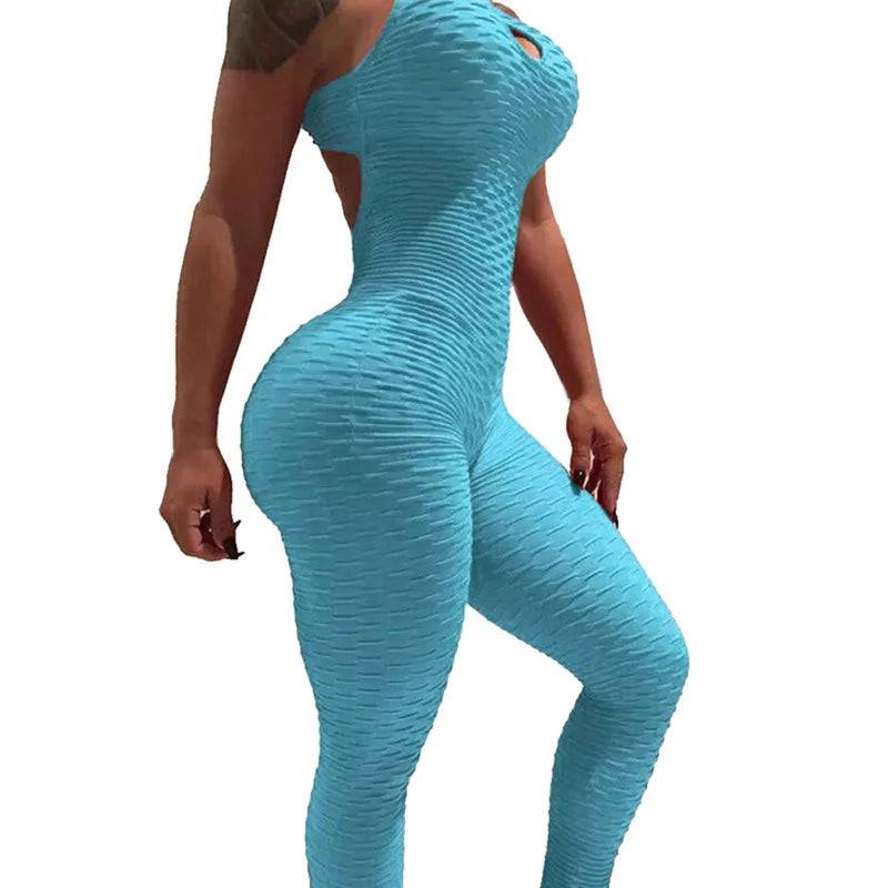 
                  
                    Sexy Backless Jumpsuits Women Solid Fitness Push Up Yoga Suits Elastic Seamless Jacquard Bubble Gym Sportswear Workout Clothes
                  
                