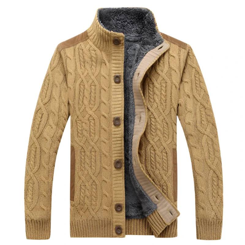 DIMUSI Winter Men's Sweaters Fashion Men Fleece Warm Knitted Sweater Coats Casual Men Slim Fit Wool Knitted Cardigan Clothing