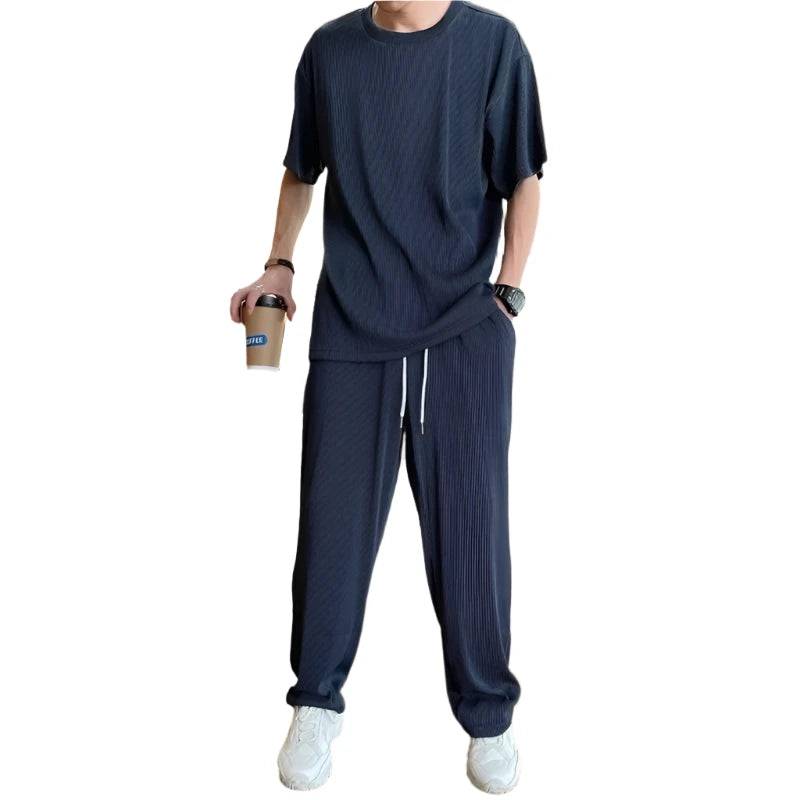 
                  
                    Summer Men's Loose Ice Sports Tracksuits Fashion Casual Short Sleeve T-shirt  And Pants Two-piece Sets Men Clothes Suit
                  
                