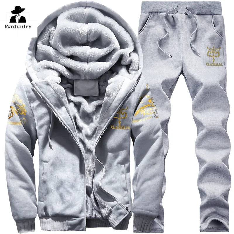 
                  
                    2024 New Winter Thick Men Sports Suit Tracksuit Hooded Sportswear Zipper Cardigan Hooded Woolen Trousers Pants Casual Men Set
                  
                