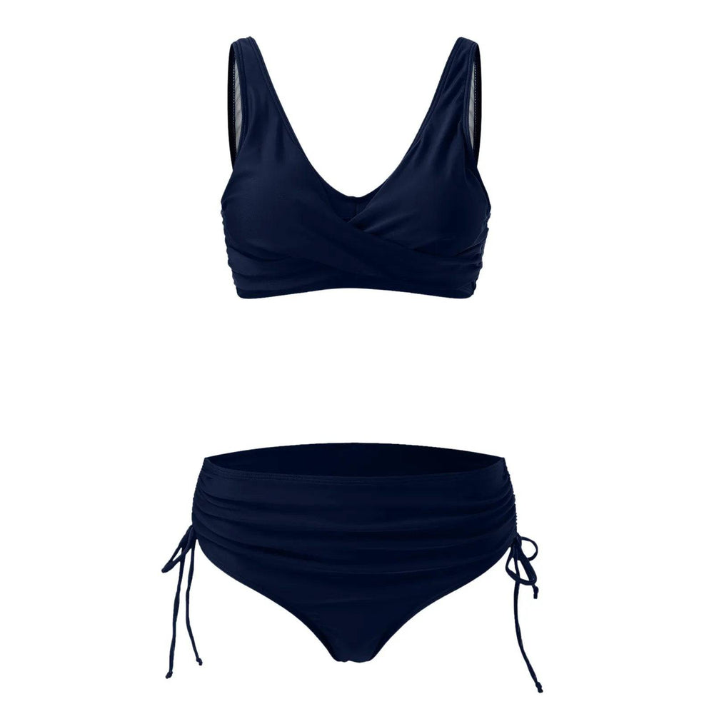 
                  
                    Swimwear 2024 Women Sexy Push Up Two Piece Swimsuits Solid Color Retro Ruched Swimming Suit Drawstring Female Bathing Suit
                  
                