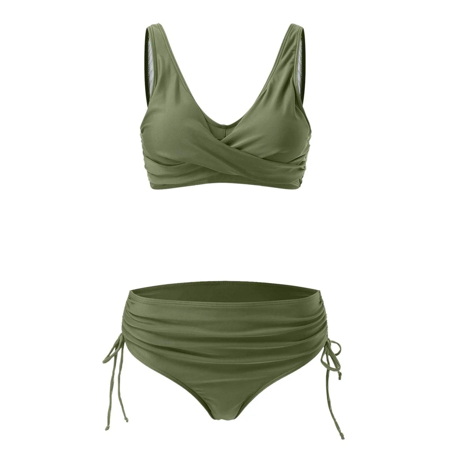 
                  
                    Swimwear 2024 Women Sexy Push Up Two Piece Swimsuits Solid Color Retro Ruched Swimming Suit Drawstring Female Bathing Suit
                  
                