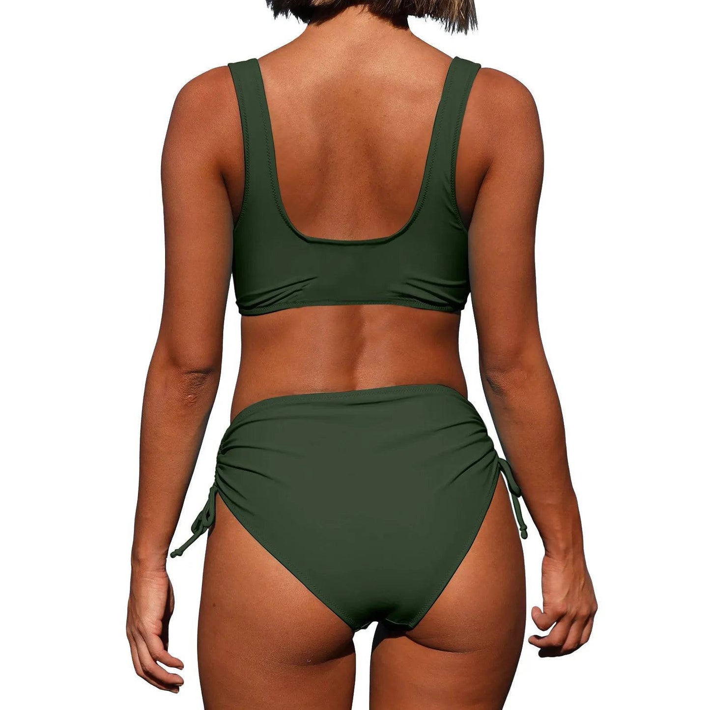 
                  
                    Swimwear 2024 Women Sexy Push Up Two Piece Swimsuits Solid Color Retro Ruched Swimming Suit Drawstring Female Bathing Suit
                  
                