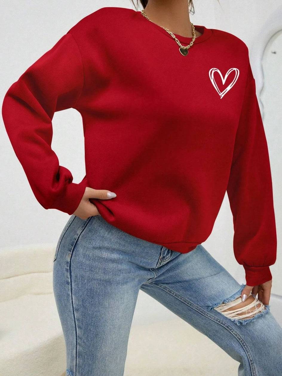 
                  
                    Simple Heart Pattern Printing Sweatshirts For Womens Casual Comfortable Crewneck Hoodies Loose Fleece Warm Sportswear Clothes
                  
                