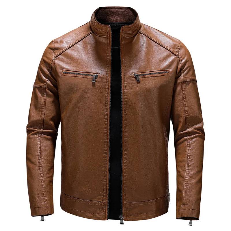 
                  
                    Autumn Winter Men's PU Leather Jacket Stylish Men Stand Collar Windbreaker Coats Men Warm Business Leather Jackets Clothing
                  
                