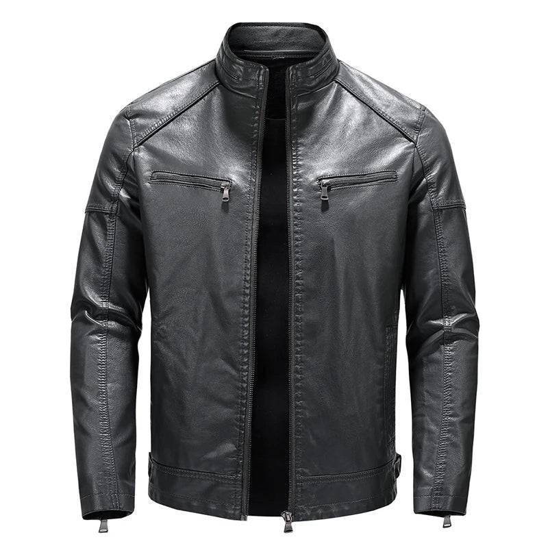 Autumn Winter Men's PU Leather Jacket Stylish Men Stand Collar Windbreaker Coats Men Warm Business Leather Jackets Clothing