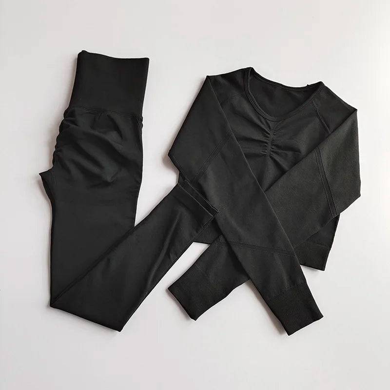 
                  
                    2pcs Women Seamless Yoga Set Sport Suit Gymwear Workout Clothes Long Sleeve Gym Crop Top High Waist Leggings Fitness Sports Wear
                  
                