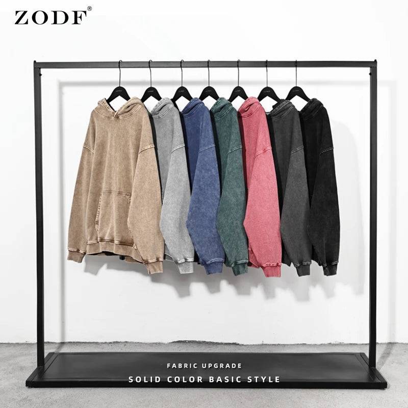 
                  
                    ZODF 2023 Autumn Winter Men 420gsm Hoodies Streetwears High Street Heavy Weight Washed Cotton Sweatshirts Brand Tracksuit HY0307
                  
                