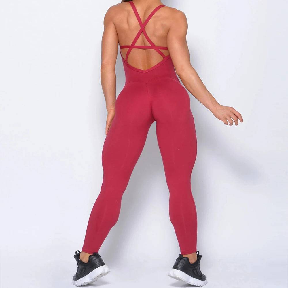 
                  
                    2024 New Women's Yoga Fitness Backless Overalls Bodysuit Fitness Rompers Sexy Sport Suit Leggings Jumpsuit Combinaison Gym Set
                  
                